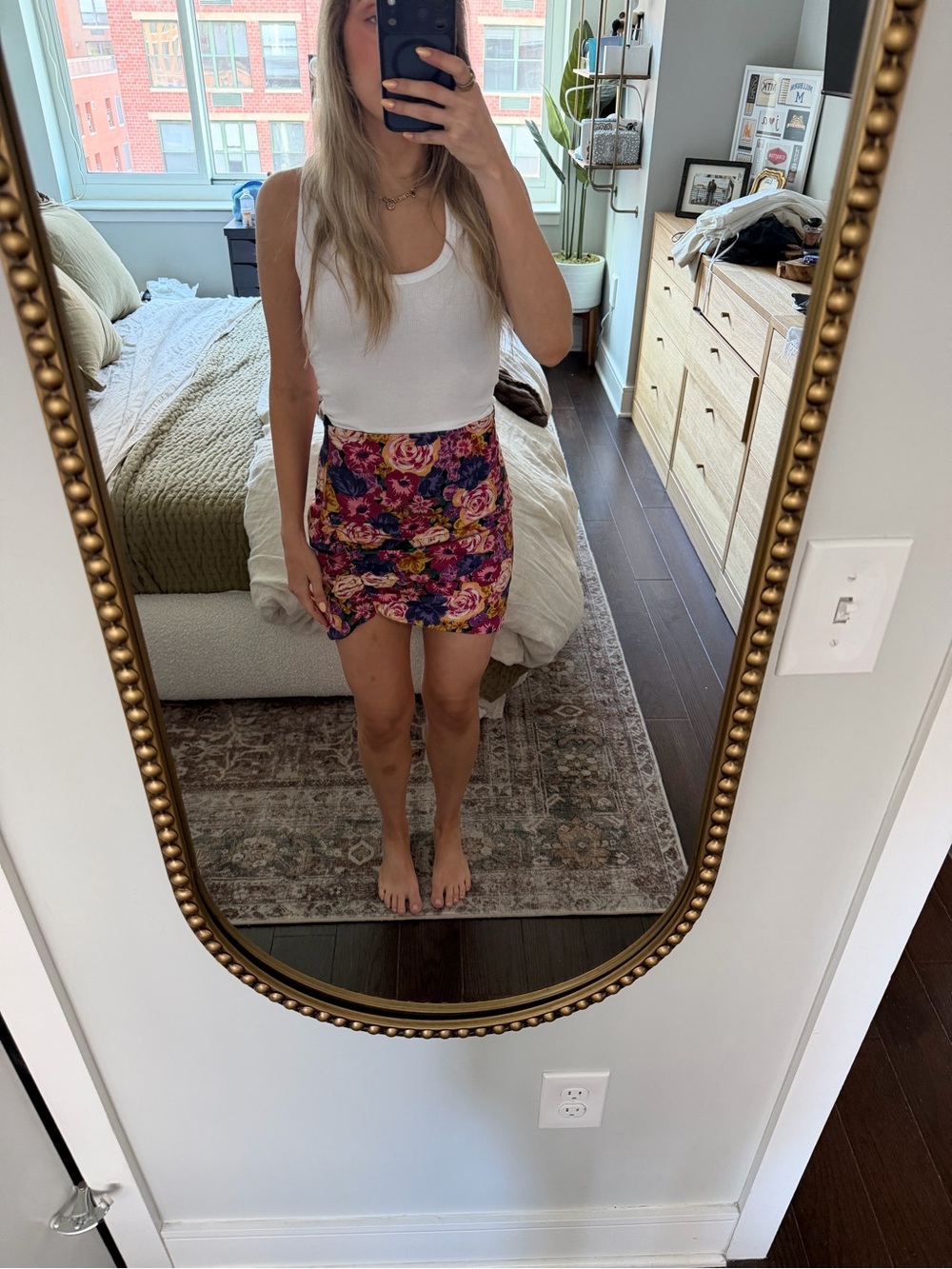 Zara Pink & Purple Floral Ruched High-Waisted Mini Skirt